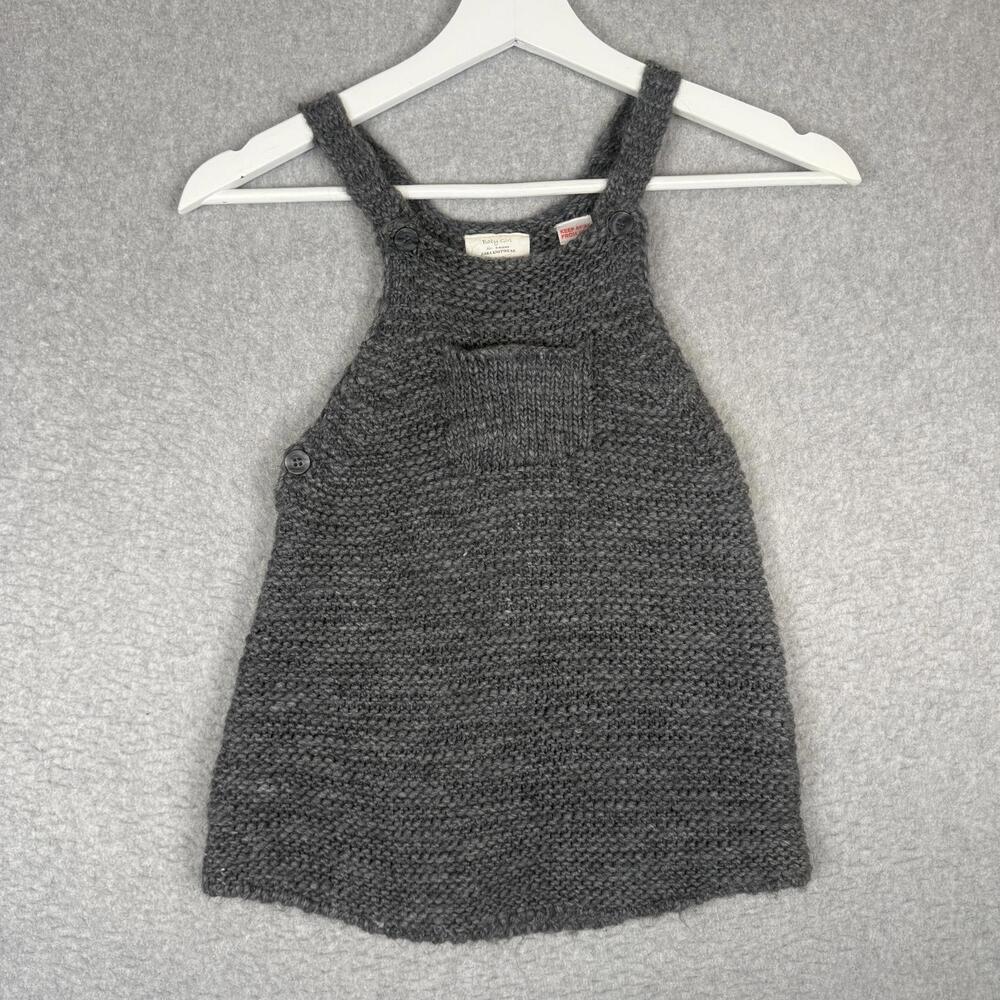Zara Baby Girl Size 3-4T Toddler Gray Wool Acrylic Blend Knit A Line Dress